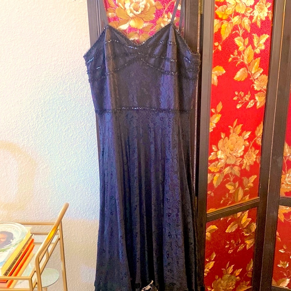 💎Citrine Sleeveless Black Lace Party Cocktail Dress Sz 12(EUC)
